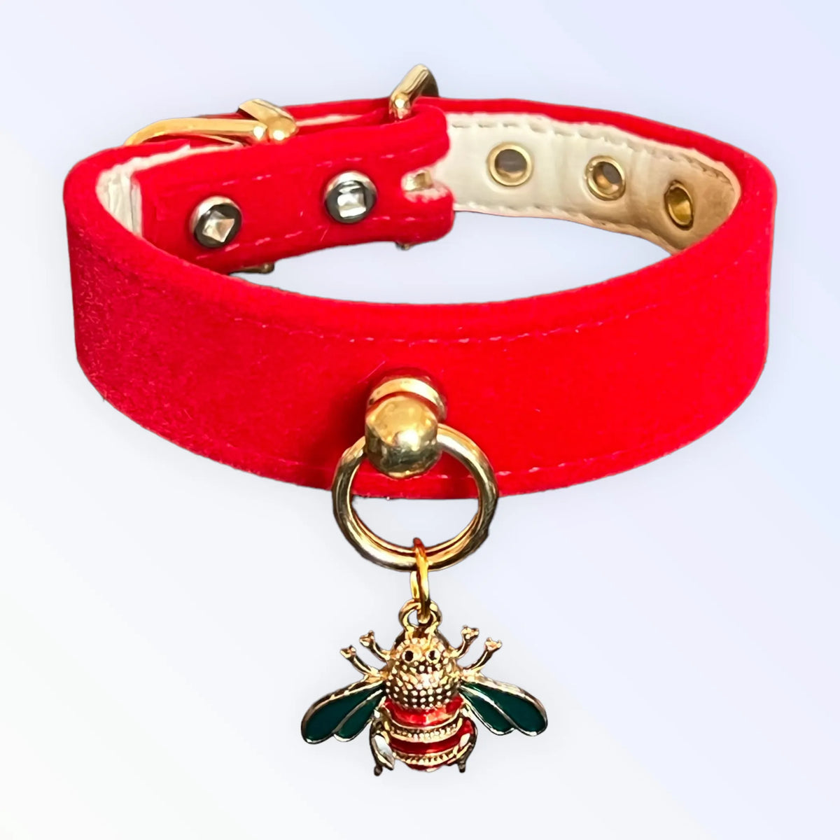 Red Velvet Bee Charm Dog Collar – Rhinestone Boutique Style