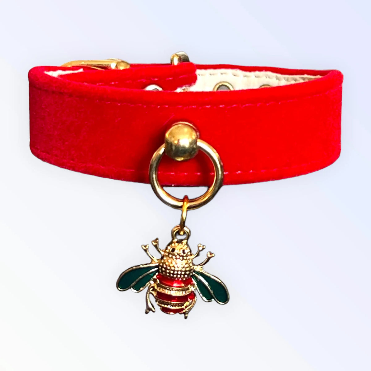 Red Velvet Bee Charm Dog Collar – Rhinestone Boutique Style