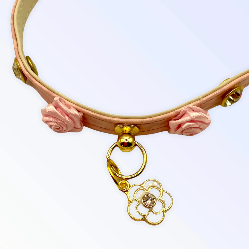 Rose Charm Dog Collar – Rhinestone Romantic Boutique Style