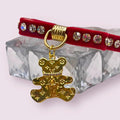 Velvet Bow Bear Charm Dog Collar – Crystal Studded Boutique Style