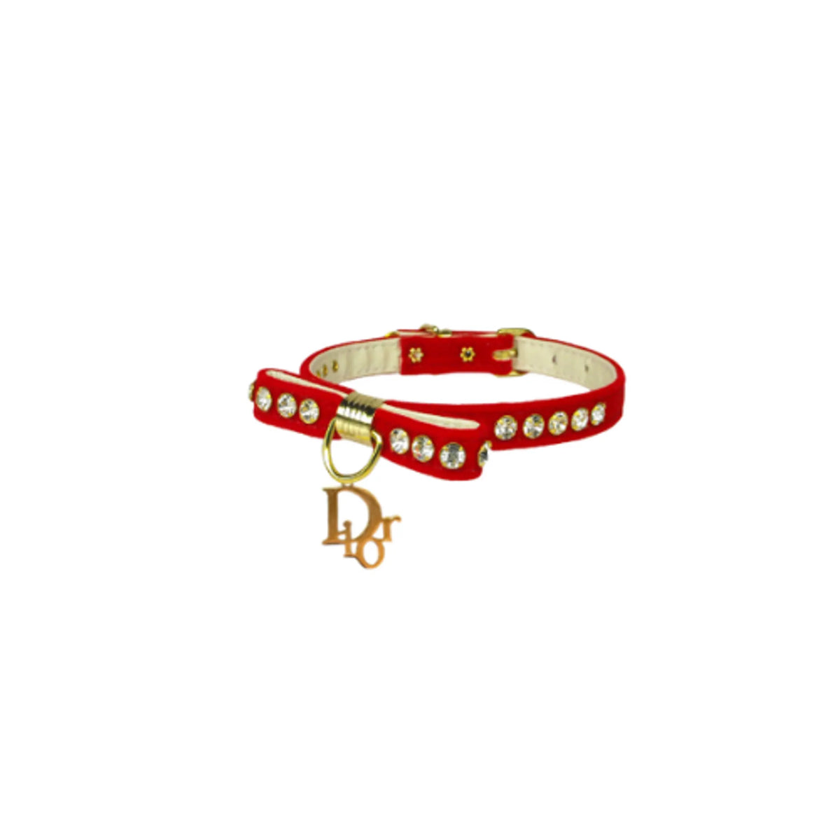 Velvet Bow Crystal Dog Collar – Elegant Charm Boutique Style