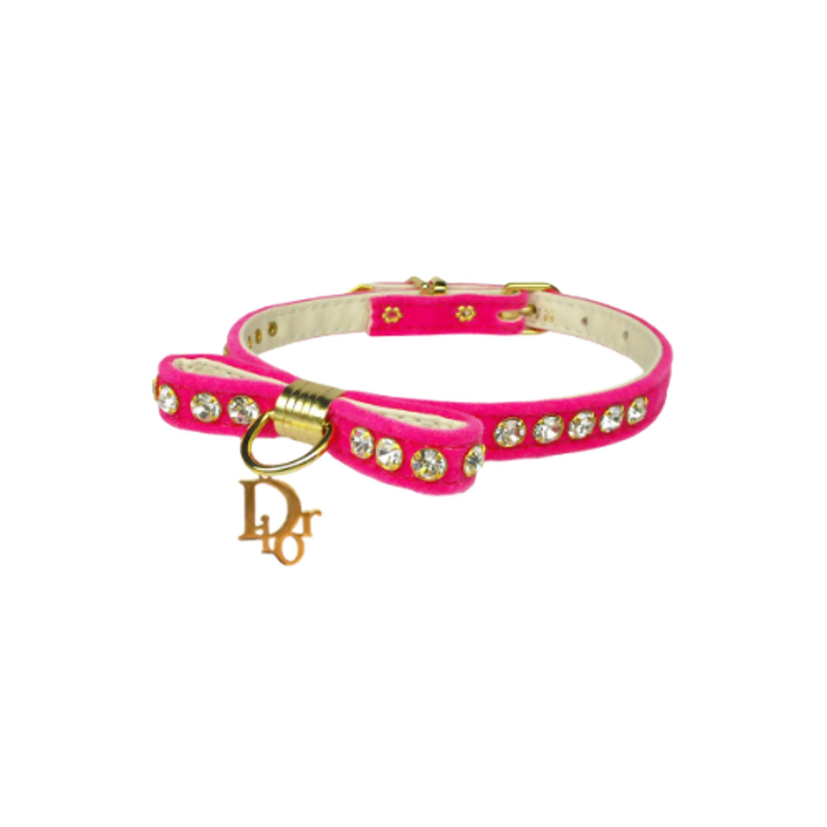 Velvet Bow Crystal Dog Collar – Elegant Charm Boutique Style