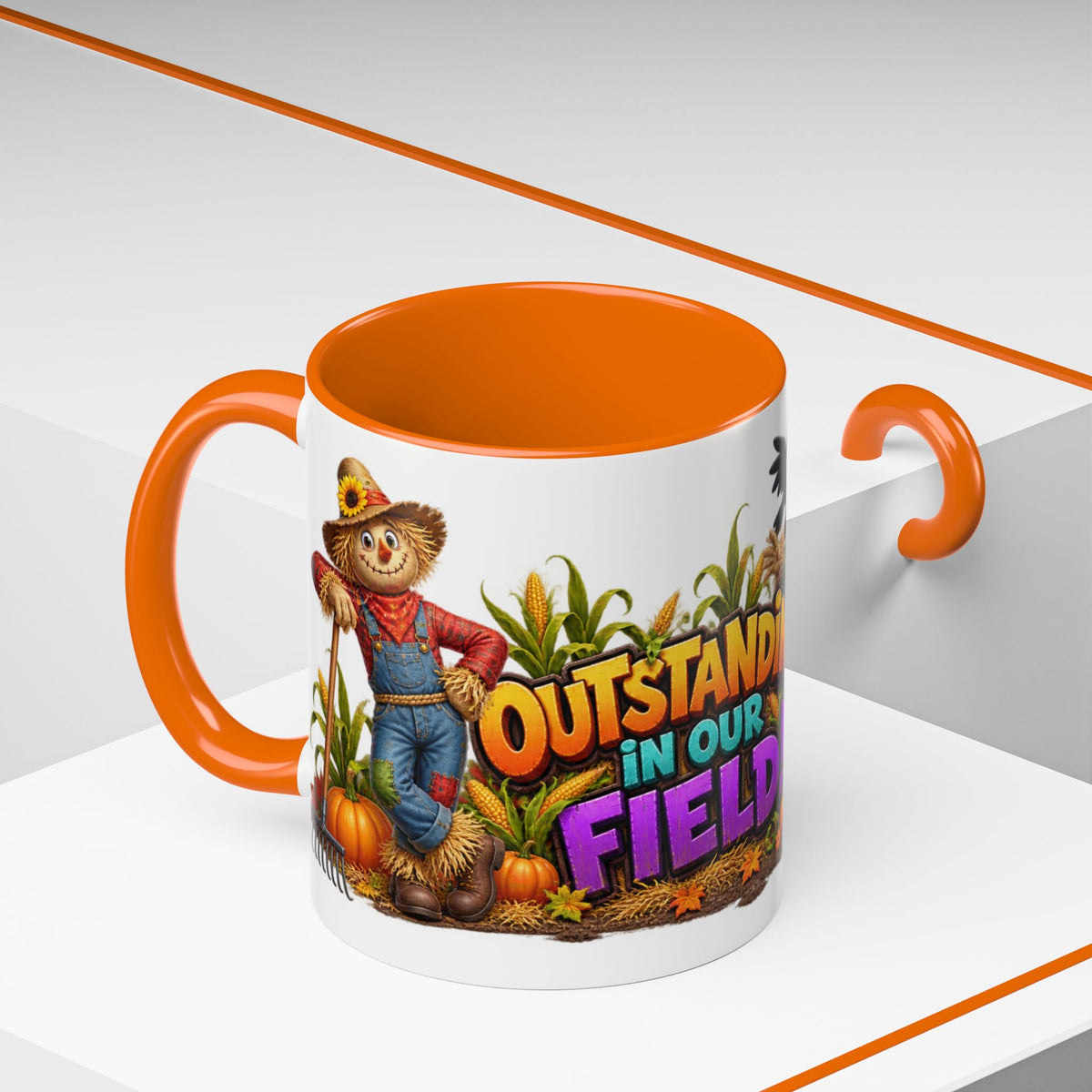 Outstanding in Our Field Funny Scarecrow Halloween White Mug