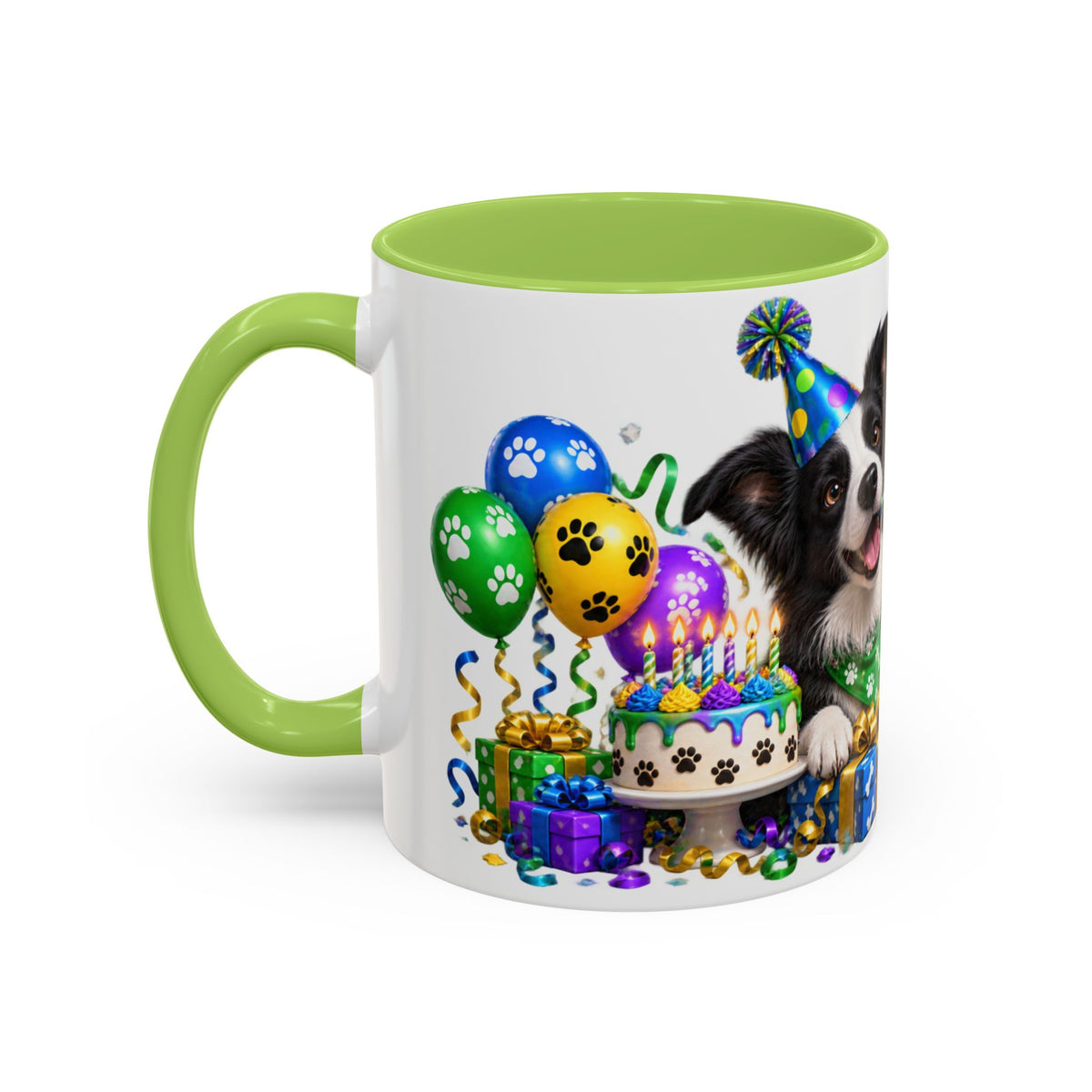 Herd the Crew Border Collie Birthday White Mug