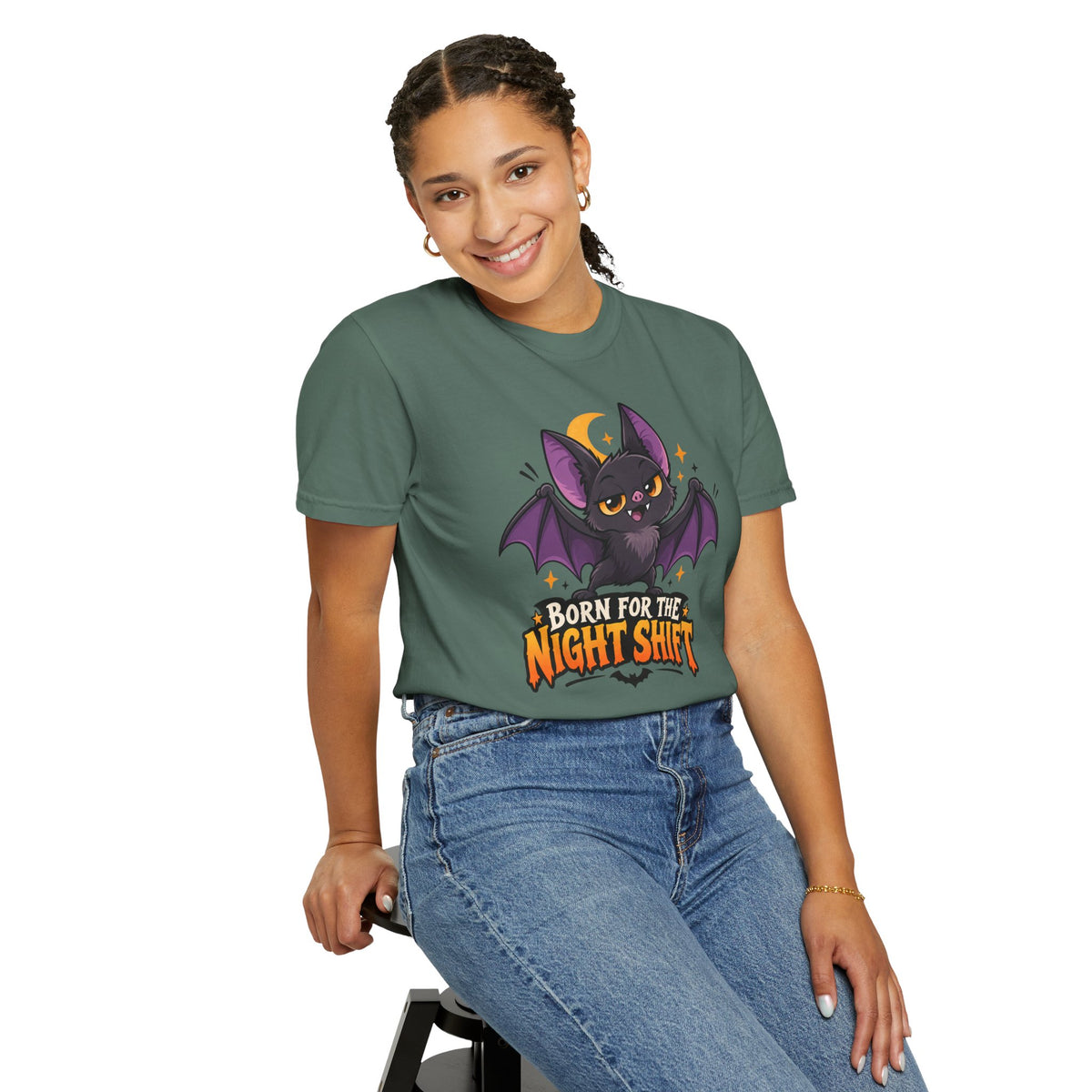Born for the Night Shift – Cute Halloween Bat T-Shirt