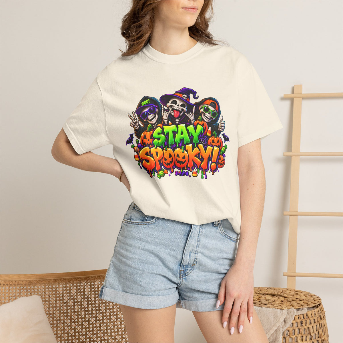 Stay Spooky Halloween T-Shirt – Funny Skeleton Crew Colorful Graphic Tee