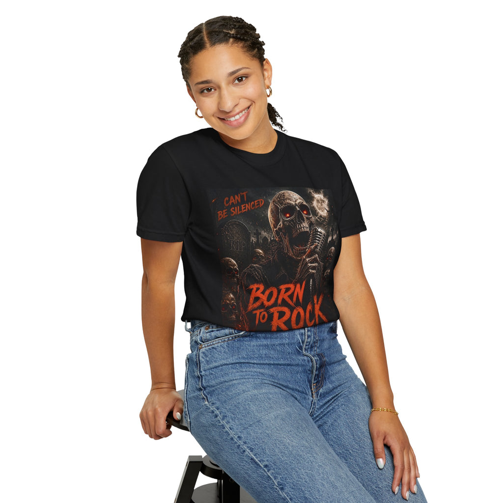 Born to Rock Skull T-Shirt — 'I Can't Be Silenced' Heavy Metal Tee
