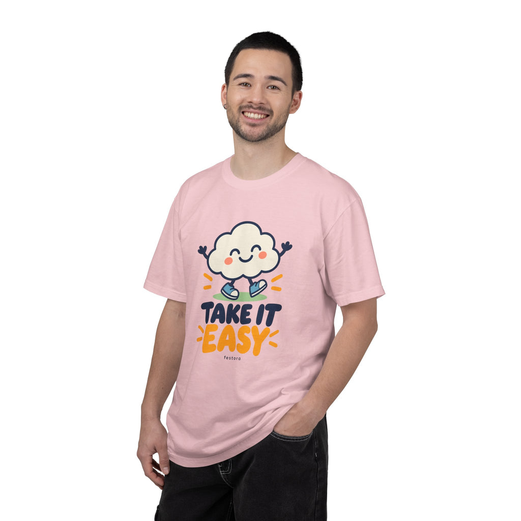 Take It Easy – Happy Cloud Graphic T-Shirt | Festora Everyday