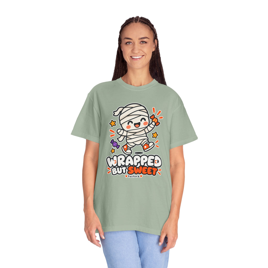 Wrapped but Sweet Halloween T-Shirt | Cute Mummy Graphic Tee