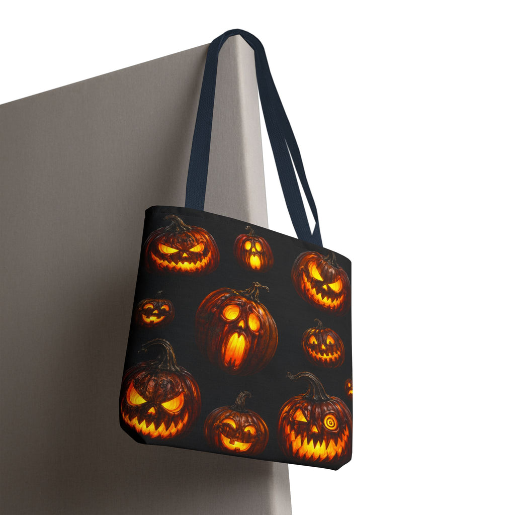 Halloween Jack-o'-Lantern Tote Bag — Spooky Pumpkin All-Over Print Trick-or-Treat Tote
