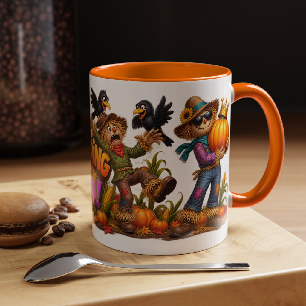 Outstanding in Our Field Funny Scarecrow Halloween White Mug