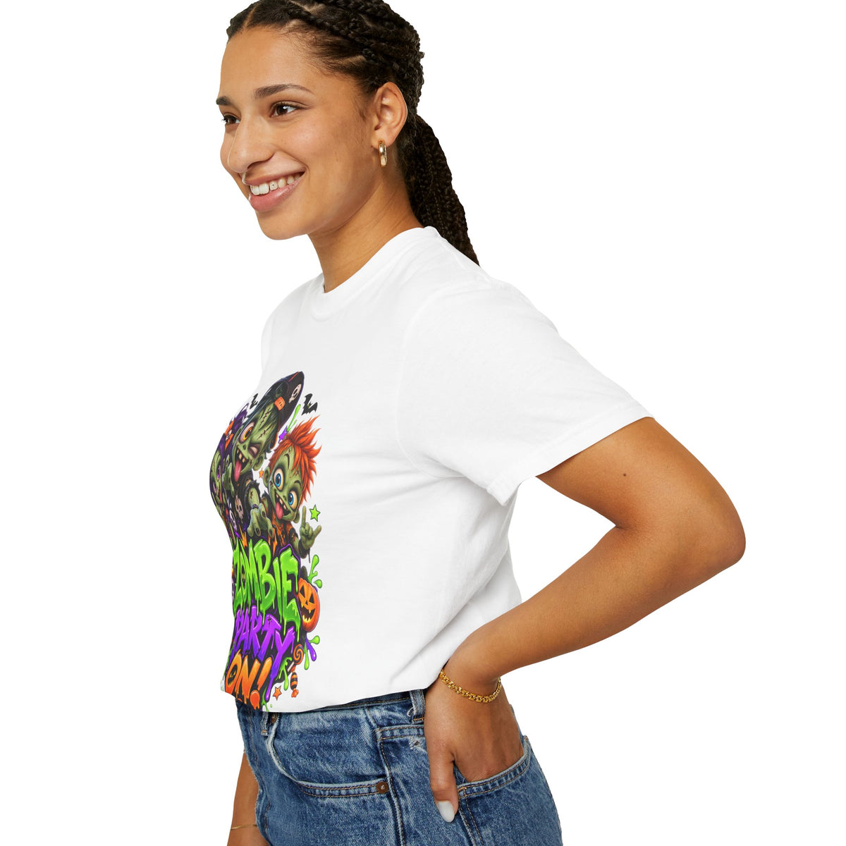 Zombie Party On! – Halloween Zombie Crew Graphic T-Shirt