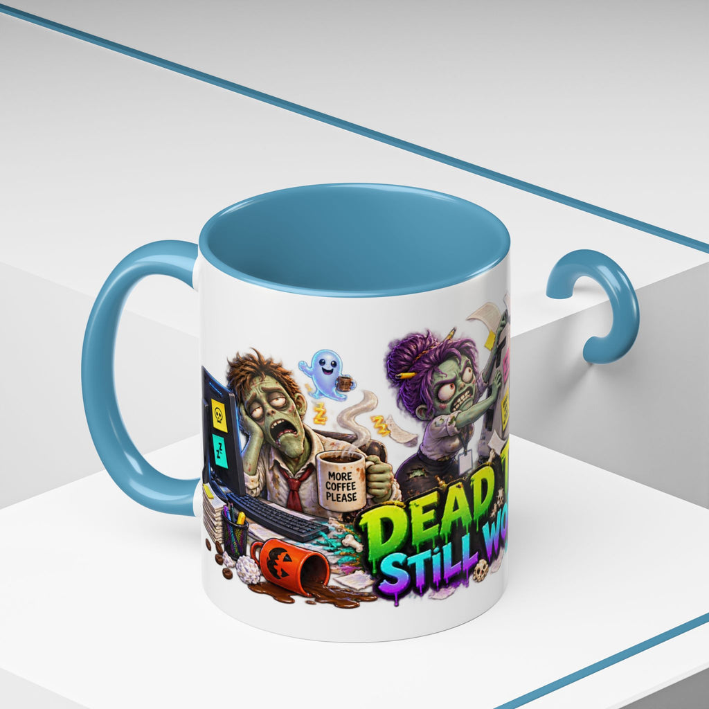 Dead Tired Still Working Zombie Office Halloween White Mug