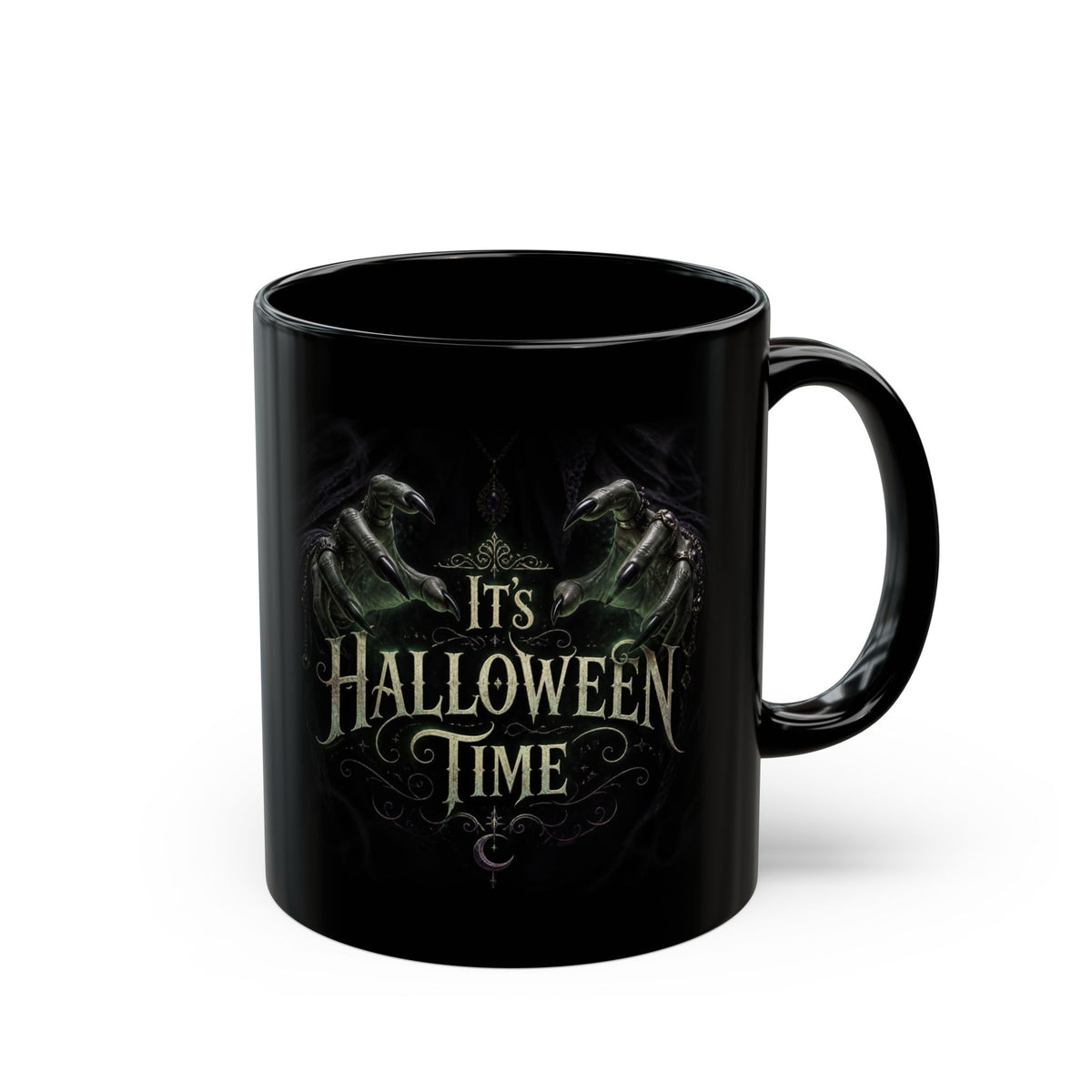 Halloween Time Black Mug – Spooky Green Claw 11oz/15oz