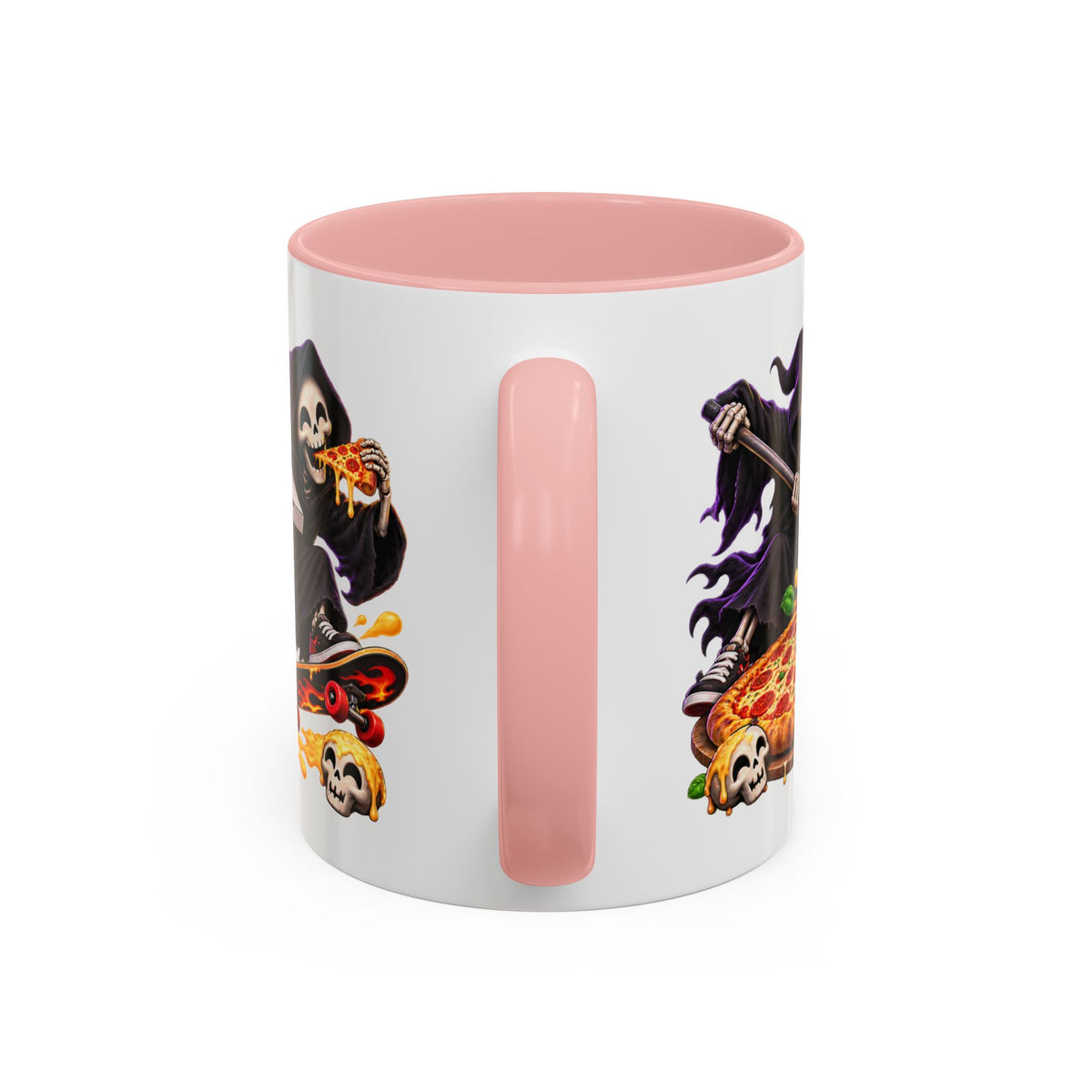Slice to Meet You Funny Grim Reaper Pizza Halloween White Mug