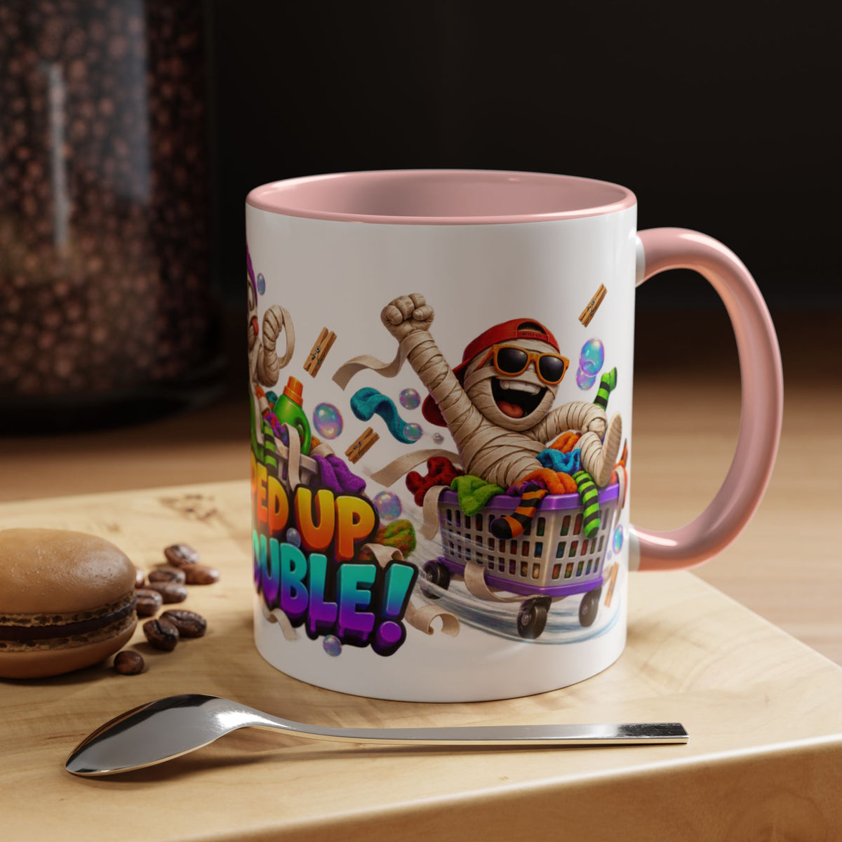 Wrapped Up in Trouble Mummy Halloween White Mug
