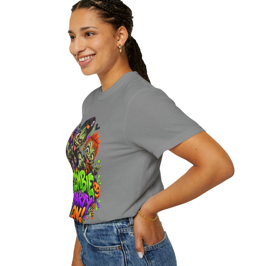 Zombie Party On! – Halloween Zombie Crew Graphic T-Shirt