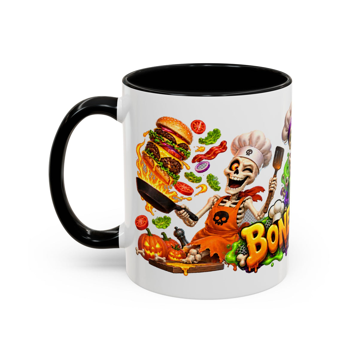 Bone Appetit Skeleton Chefs Halloween White Mug