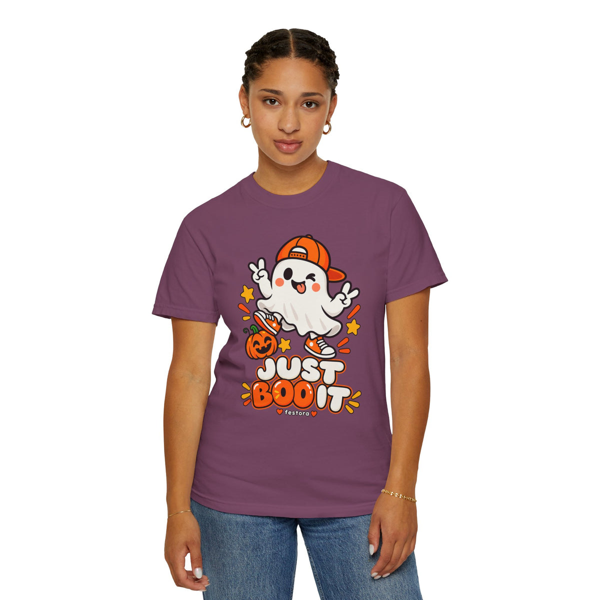 Just Boo It Halloween T-Shirt | Cute Skater Ghost Graphic Tee