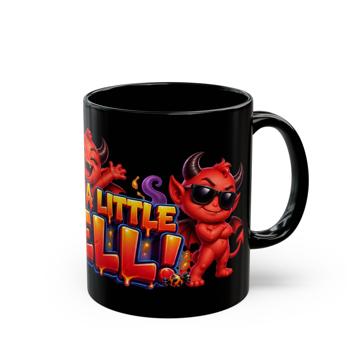 Mischievous Little Devil Halloween Black Mug