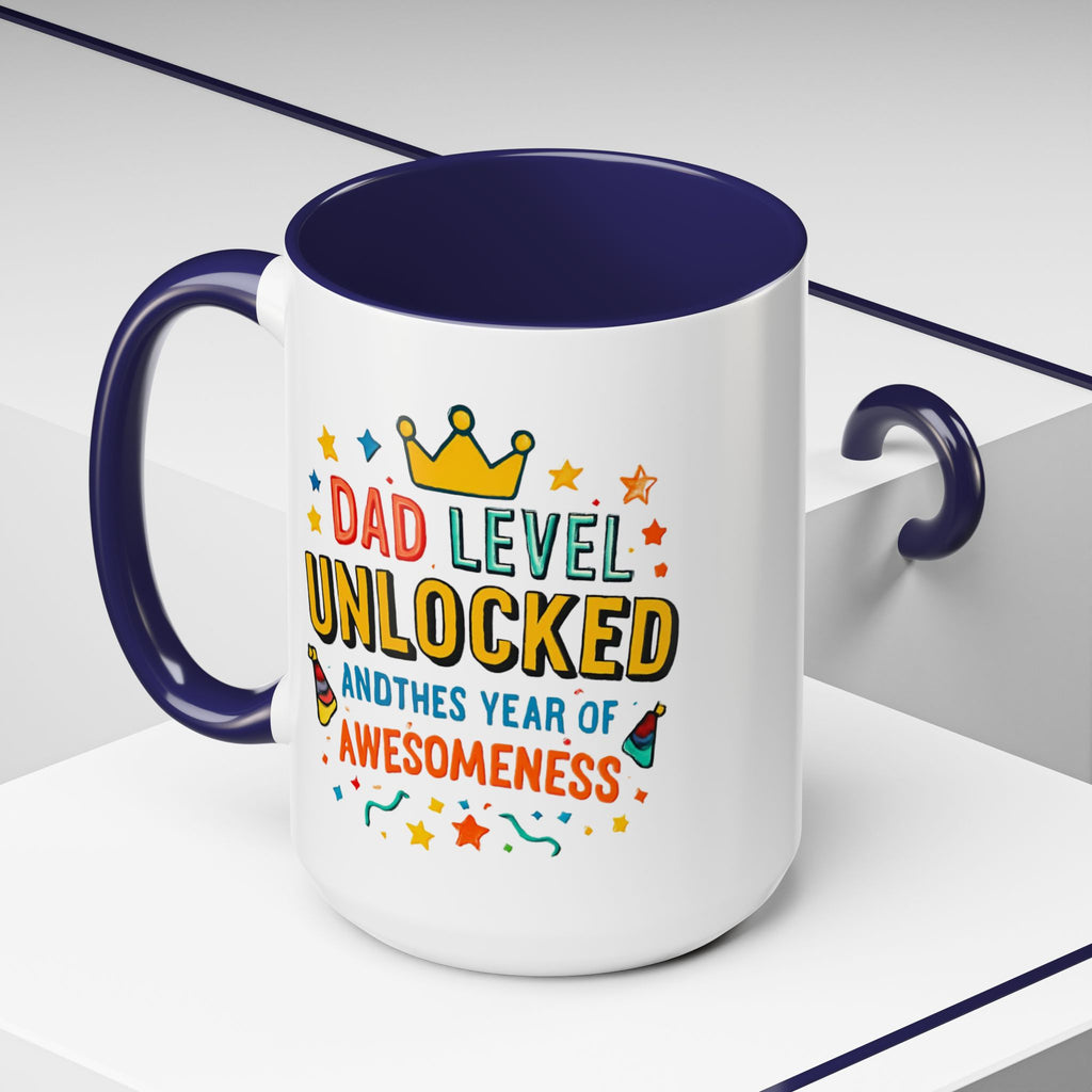 Dad Level Unlocked Coffee Mug – Funny Father’s Day 11/15oz Accent Mug