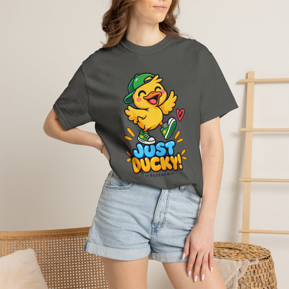 Just Ducky! – Cute Happy Duck Graphic T-Shirt