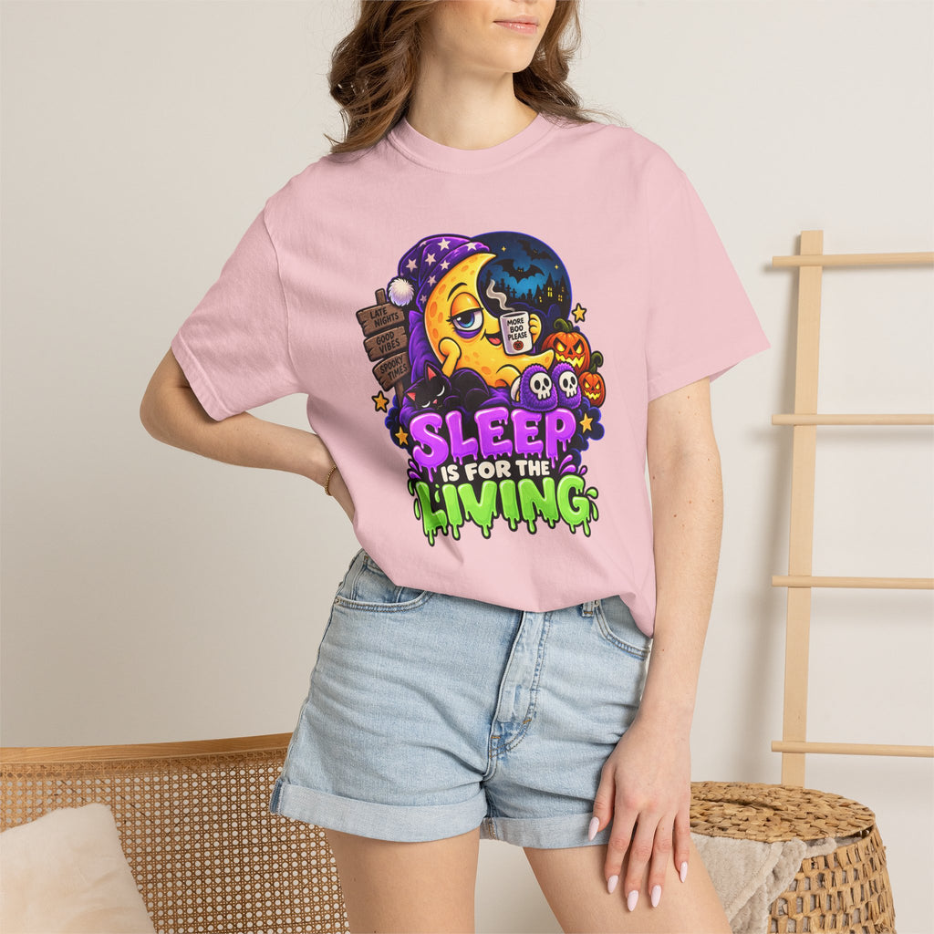 Sleep Is for the Living – Funny Halloween Moon T-Shirt