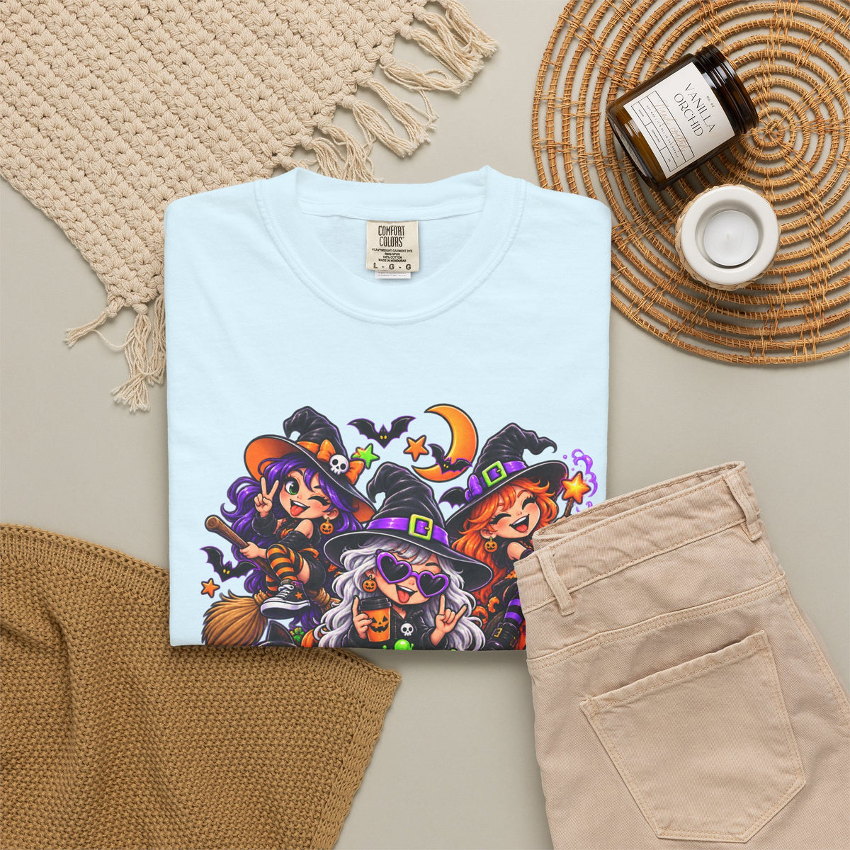 Witchy & Wild – Halloween Witch Crew Graphic T-Shirt