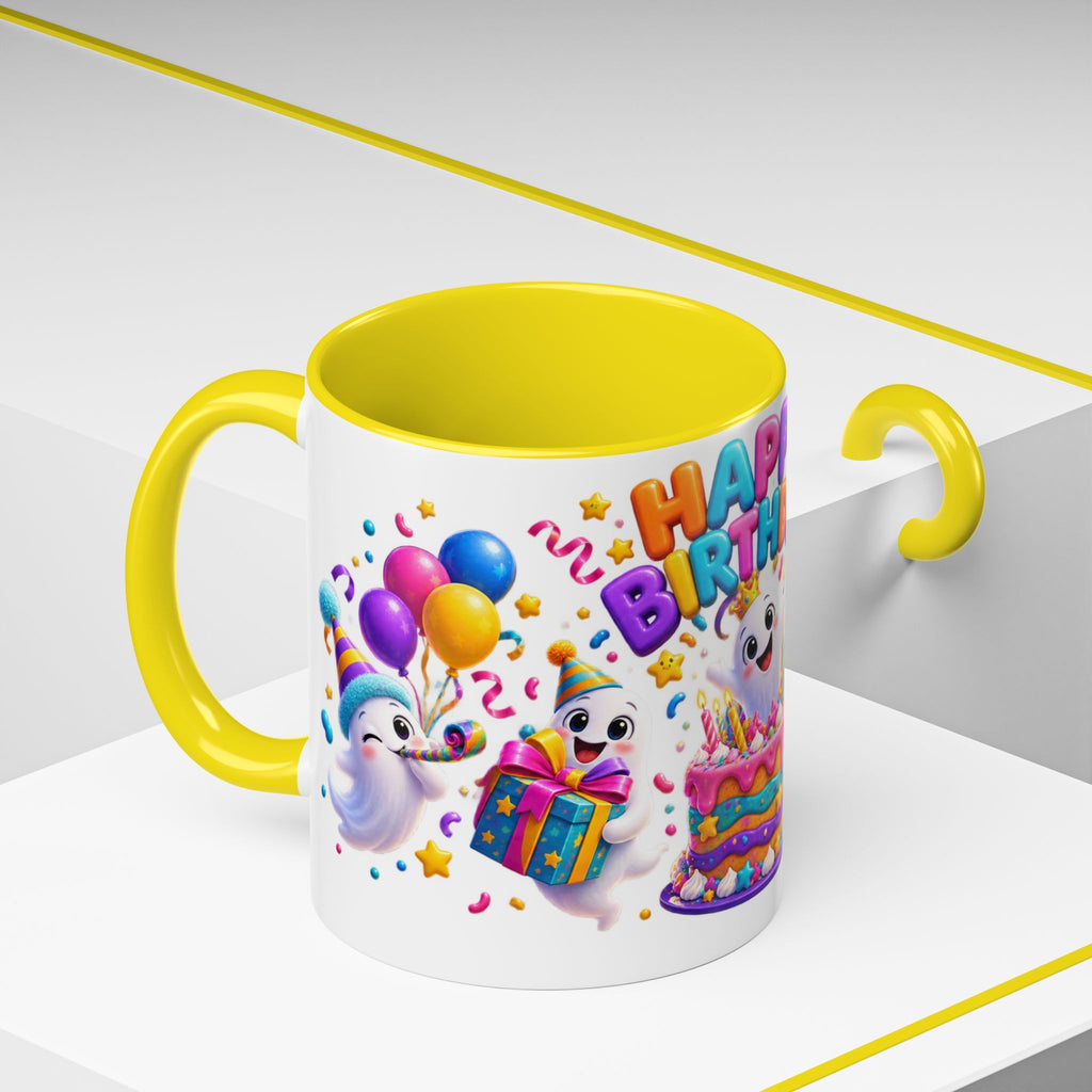 Happy Birthday Accent Coffee Mug - Colorful Celebration Mug (11oz, 15oz)