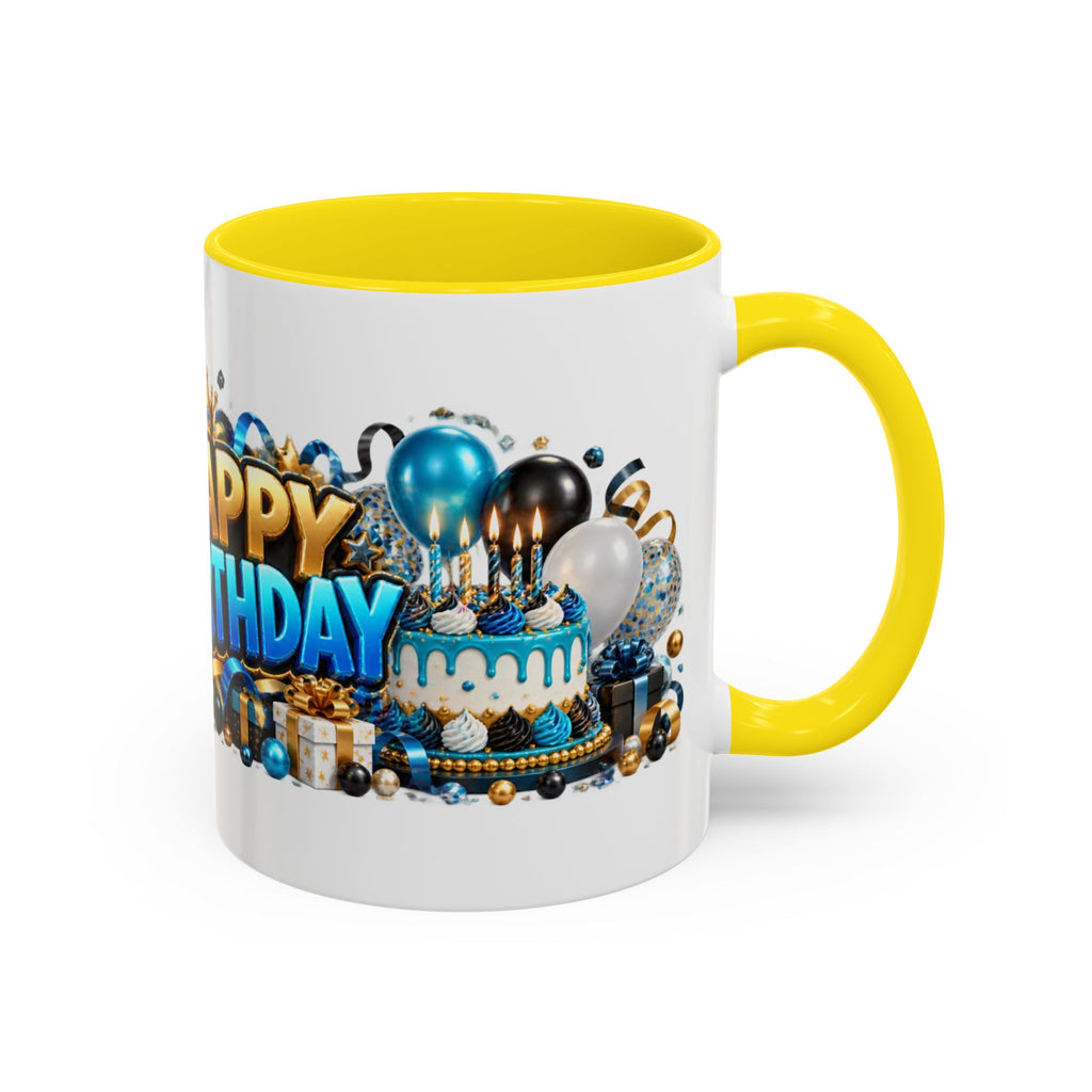 Happy Birthday White Tiger Mug – Colorful 3D Birthday Gift – White Coffee Mug