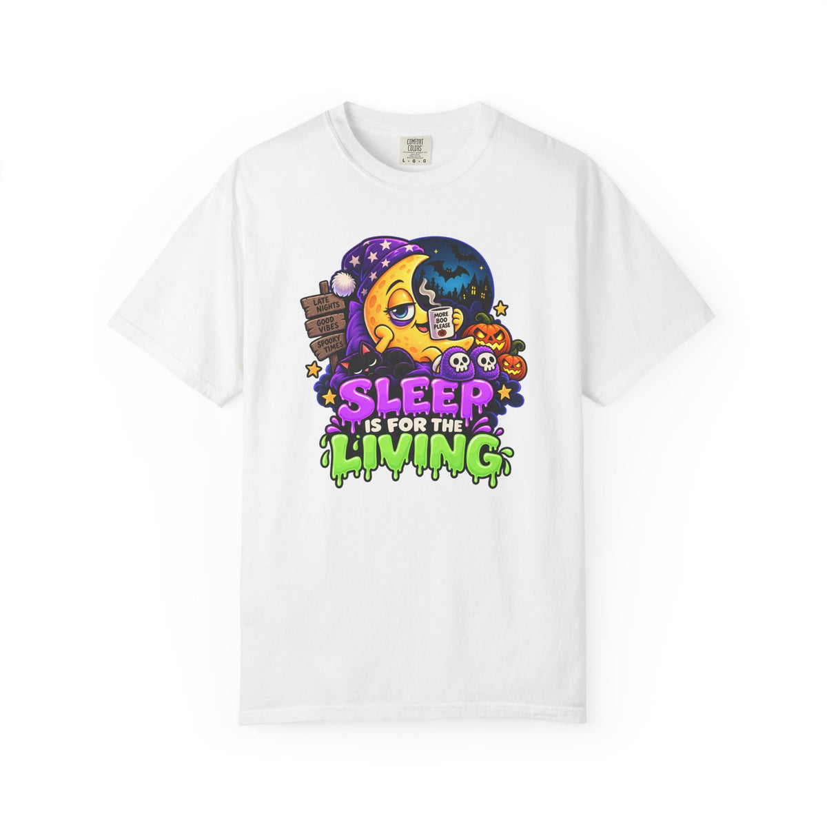 Sleep Is for the Living – Funny Halloween Moon T-Shirt