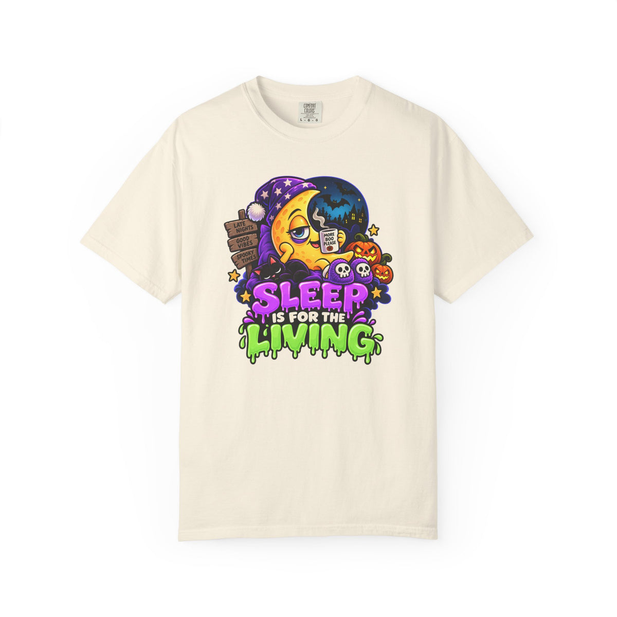 Sleep Is for the Living – Funny Halloween Moon T-Shirt