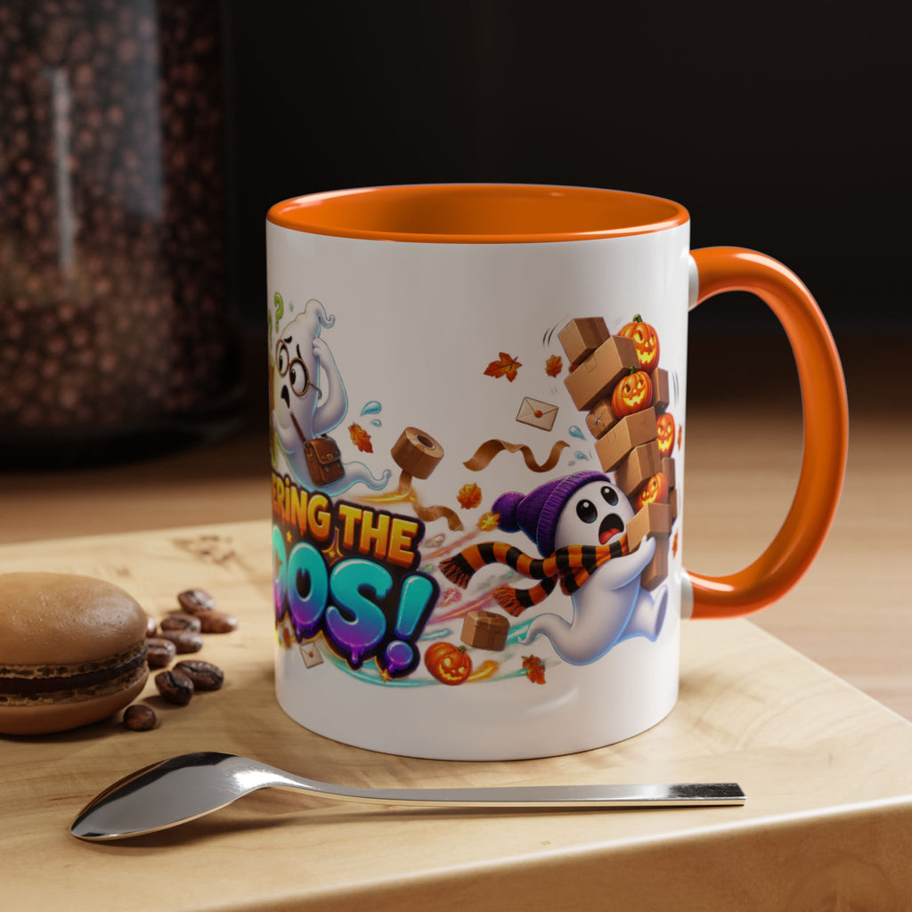 Delivering the Boos Ghost Delivery Halloween White Mug