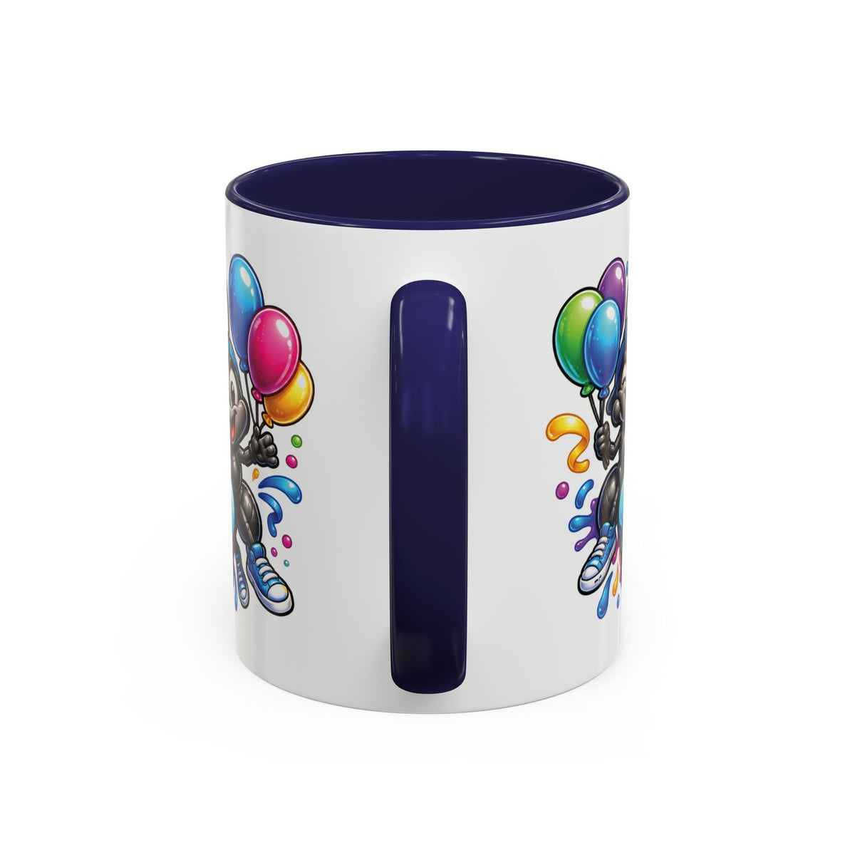 Happy Birthday Cartoon Mug – Graffiti Ants, Birthday Cake, Balloons & Confetti Coffee Cup