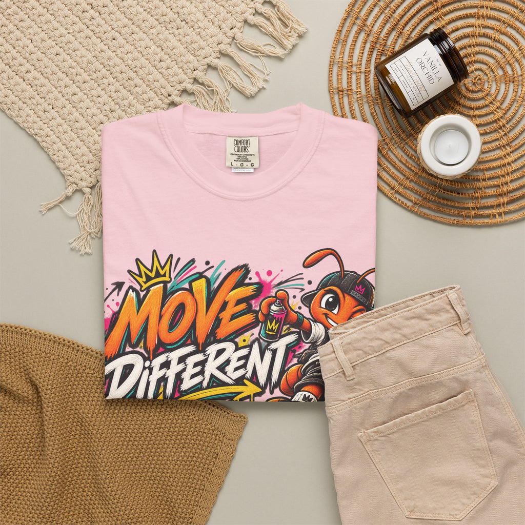 Move Different Graphic T-Shirt — Streetwear Skate Ant Mascot Design