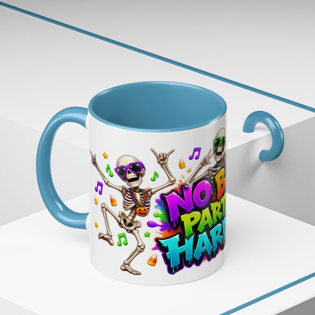 No Body Parties Harder Halloween Skeleton Party White Mug