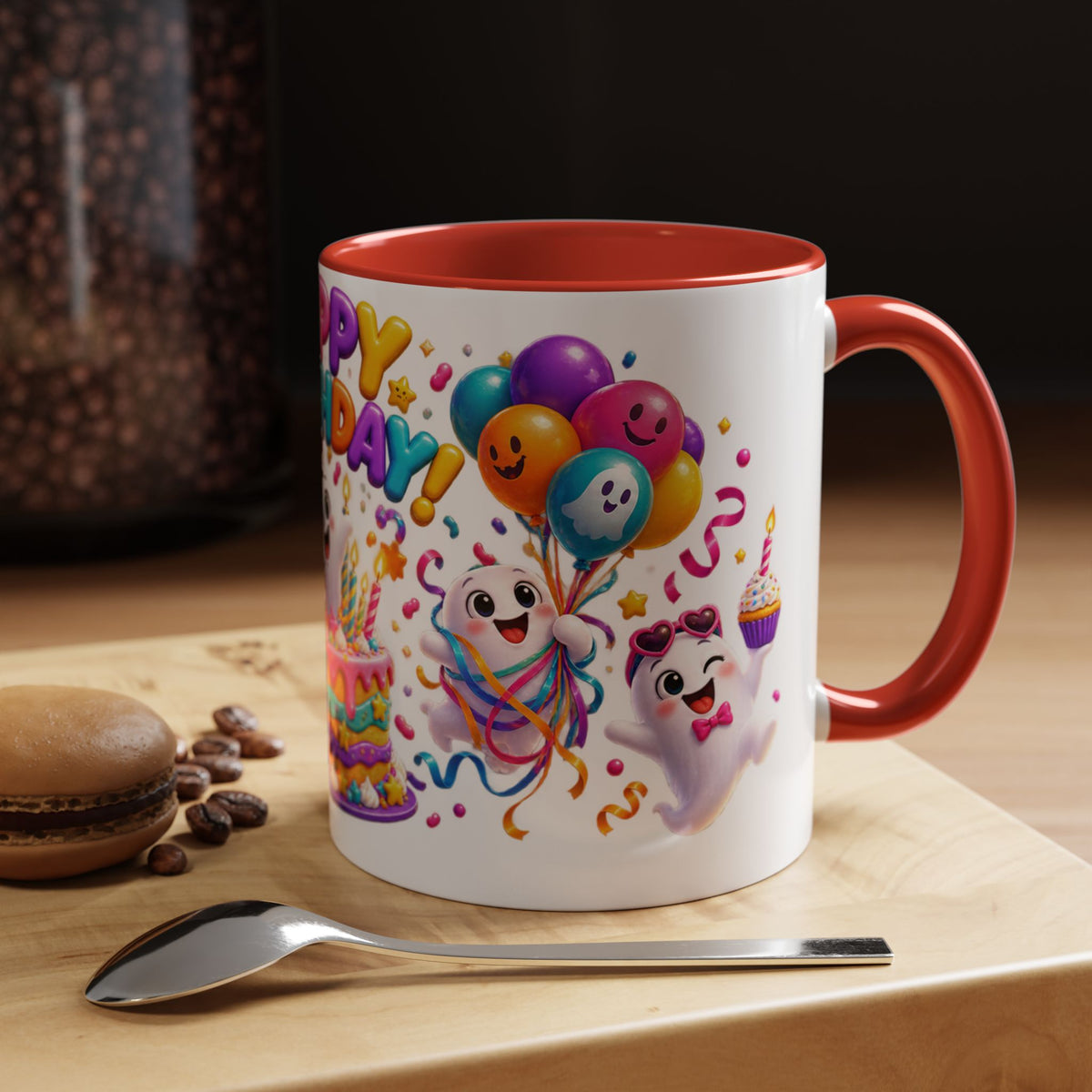 Happy Birthday Accent Coffee Mug - Colorful Celebration Mug (11oz, 15oz)