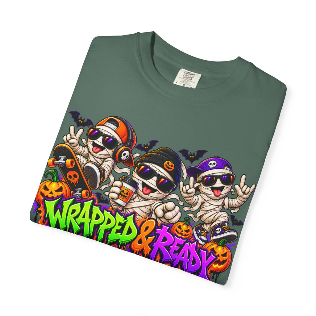 Wrapped & Ready – Halloween Mummy Crew Graphic T-Shirt