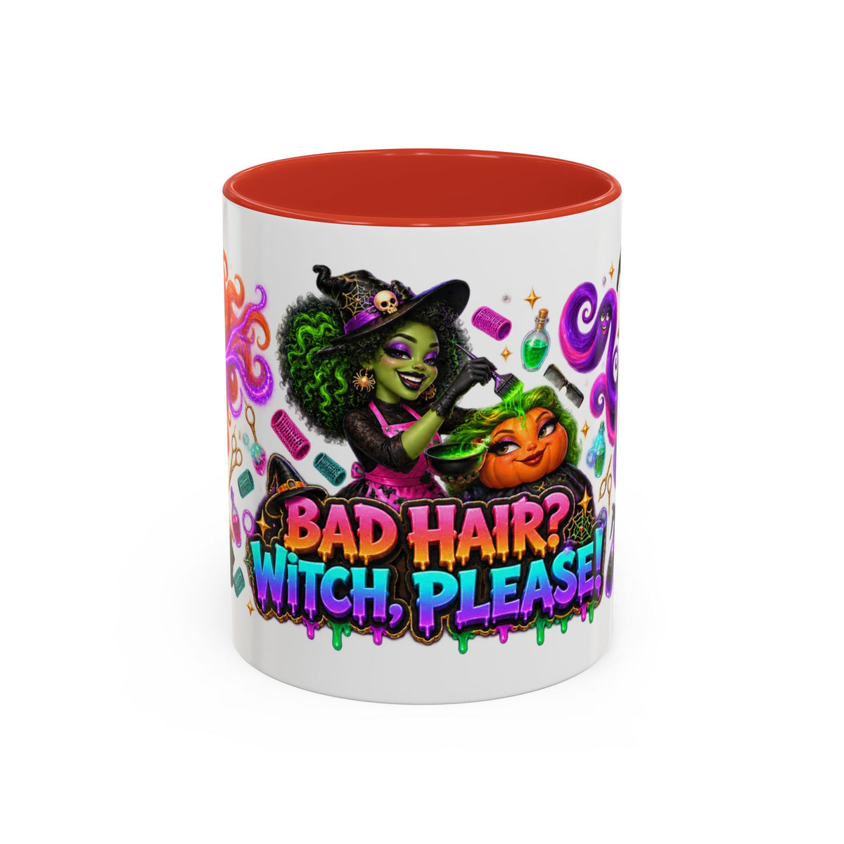 Bad Hair Witch Please Halloween Hairstylist White Mug