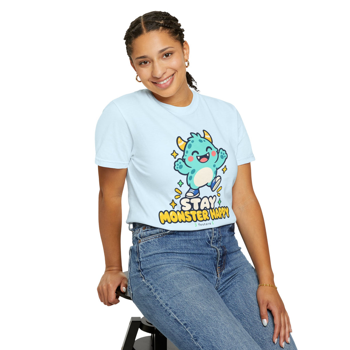 Stay Monster Happy – Cute Monster Graphic T-Shirt