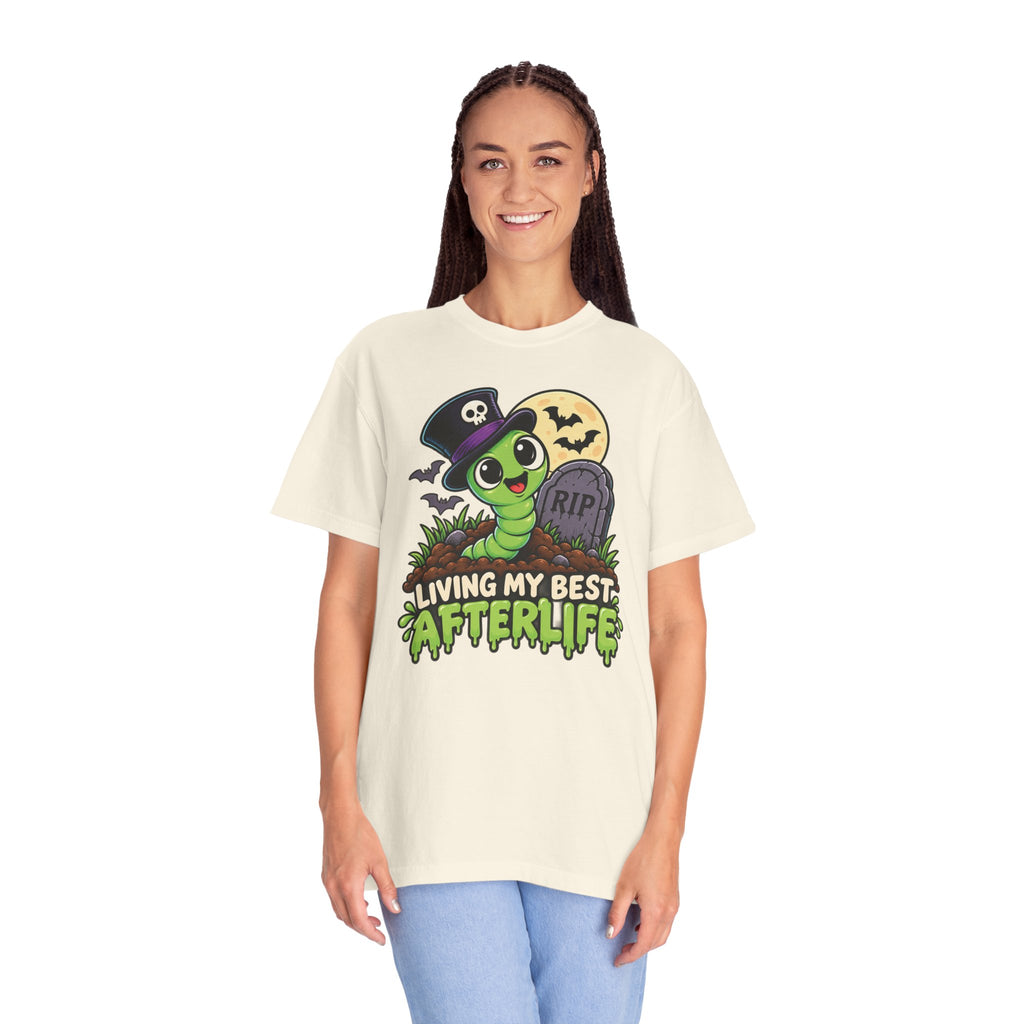 Living My Best Afterlife – Cute Halloween Graveyard Worm T-Shirt