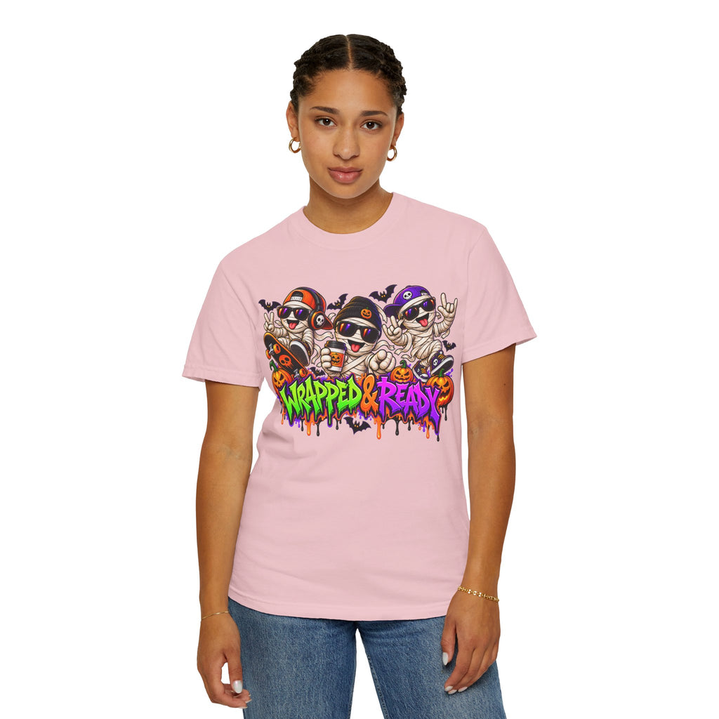 Wrapped & Ready – Halloween Mummy Crew Graphic T-Shirt