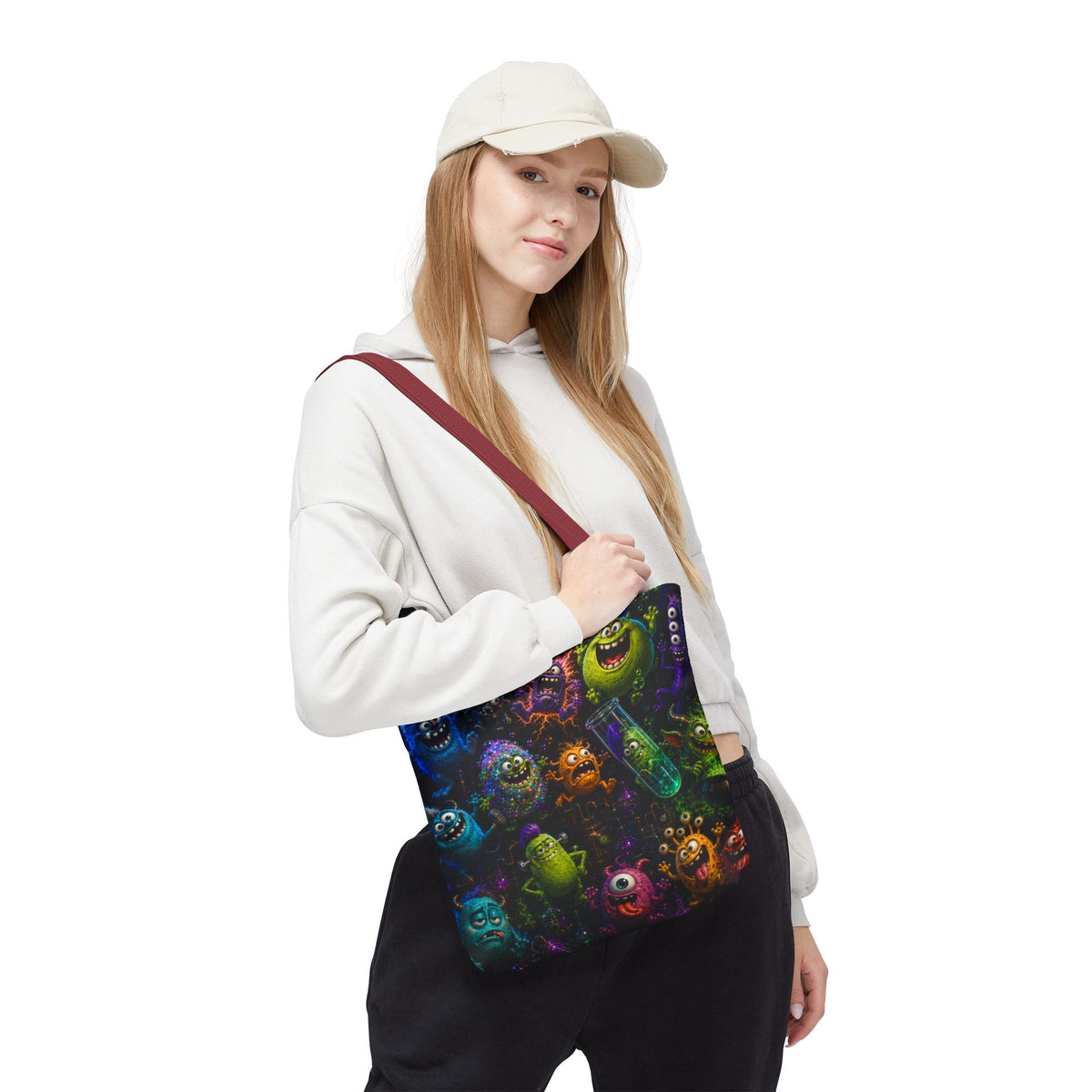Mad Scientist Monsters Tote Bag – Colorful Laboratory Creature All-Over Print