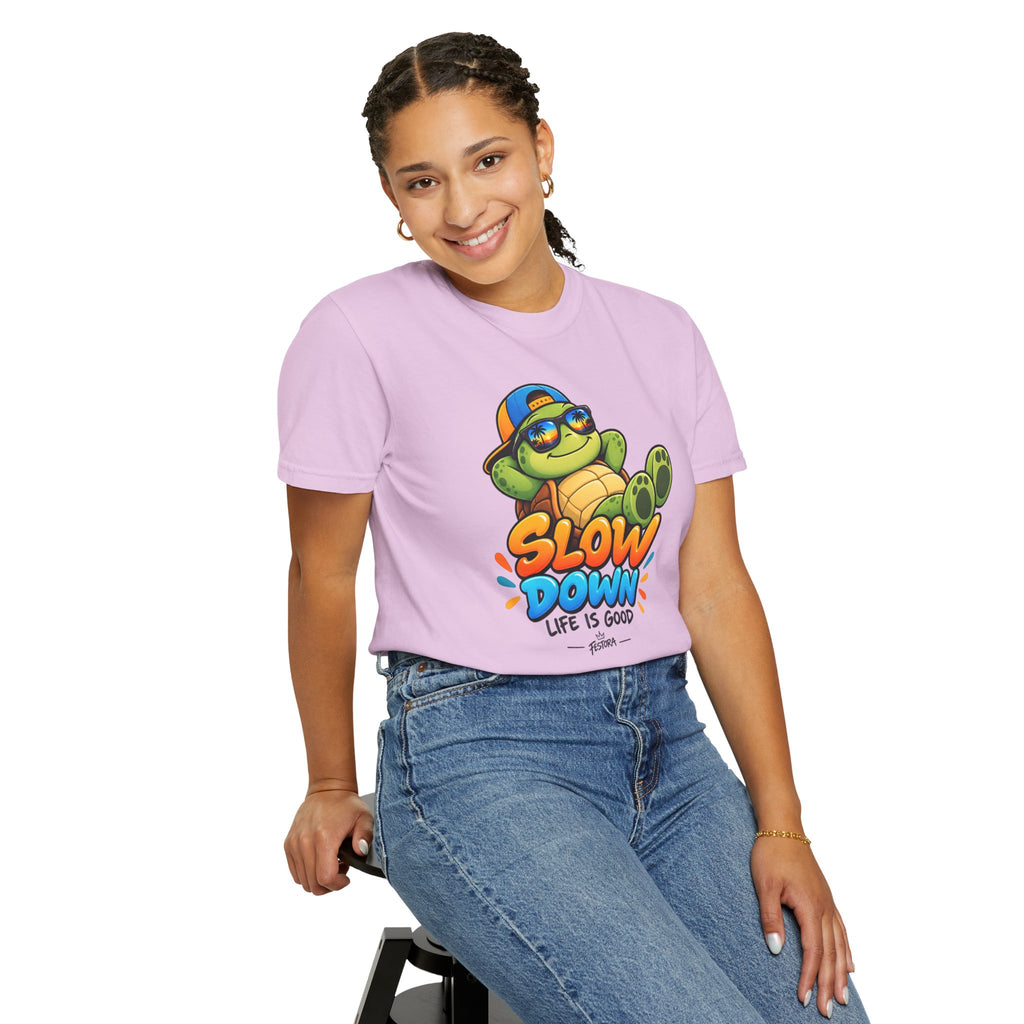 Slow Down, Life Is Good – Turtle Graphic T-Shirt | Festora Everyday