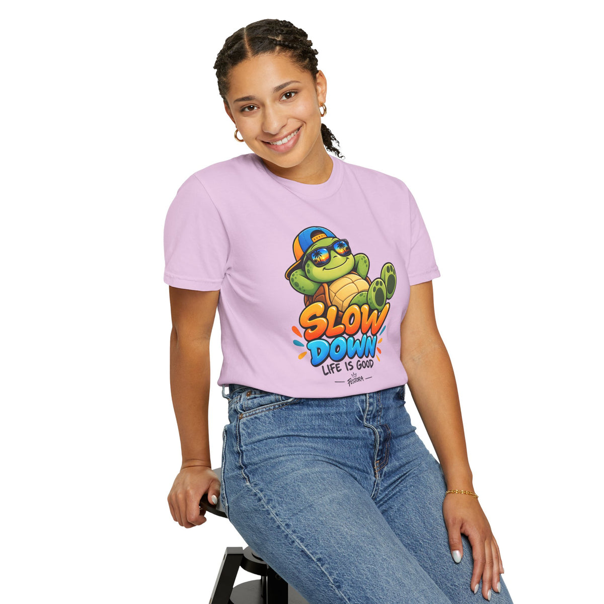 Slow Down, Life Is Good – Turtle Graphic T-Shirt | Festora Everyday