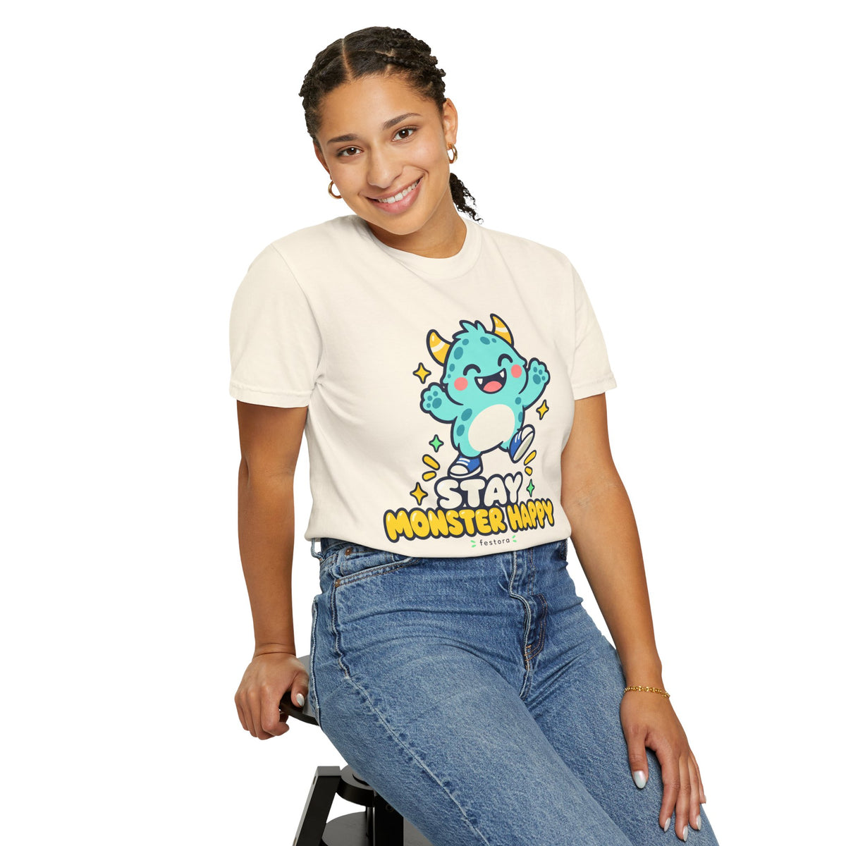Stay Monster Happy – Cute Monster Graphic T-Shirt