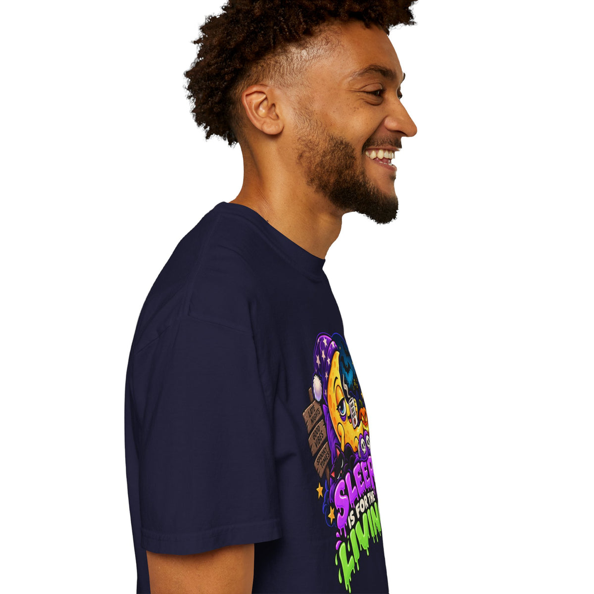Sleep Is for the Living – Funny Halloween Moon T-Shirt