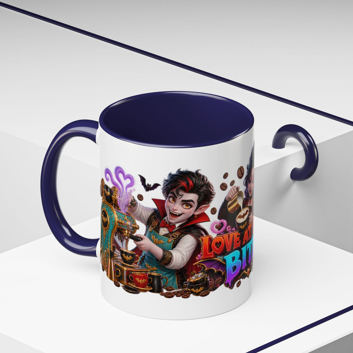 Love at First Bite Vampire Barista Halloween White Mug