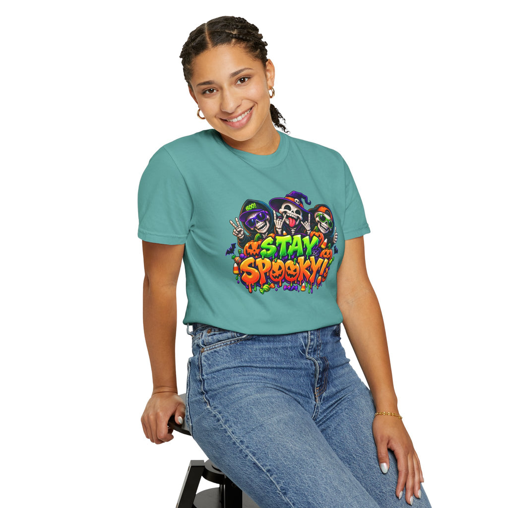 Stay Spooky Halloween T-Shirt – Funny Skeleton Crew Colorful Graphic Tee