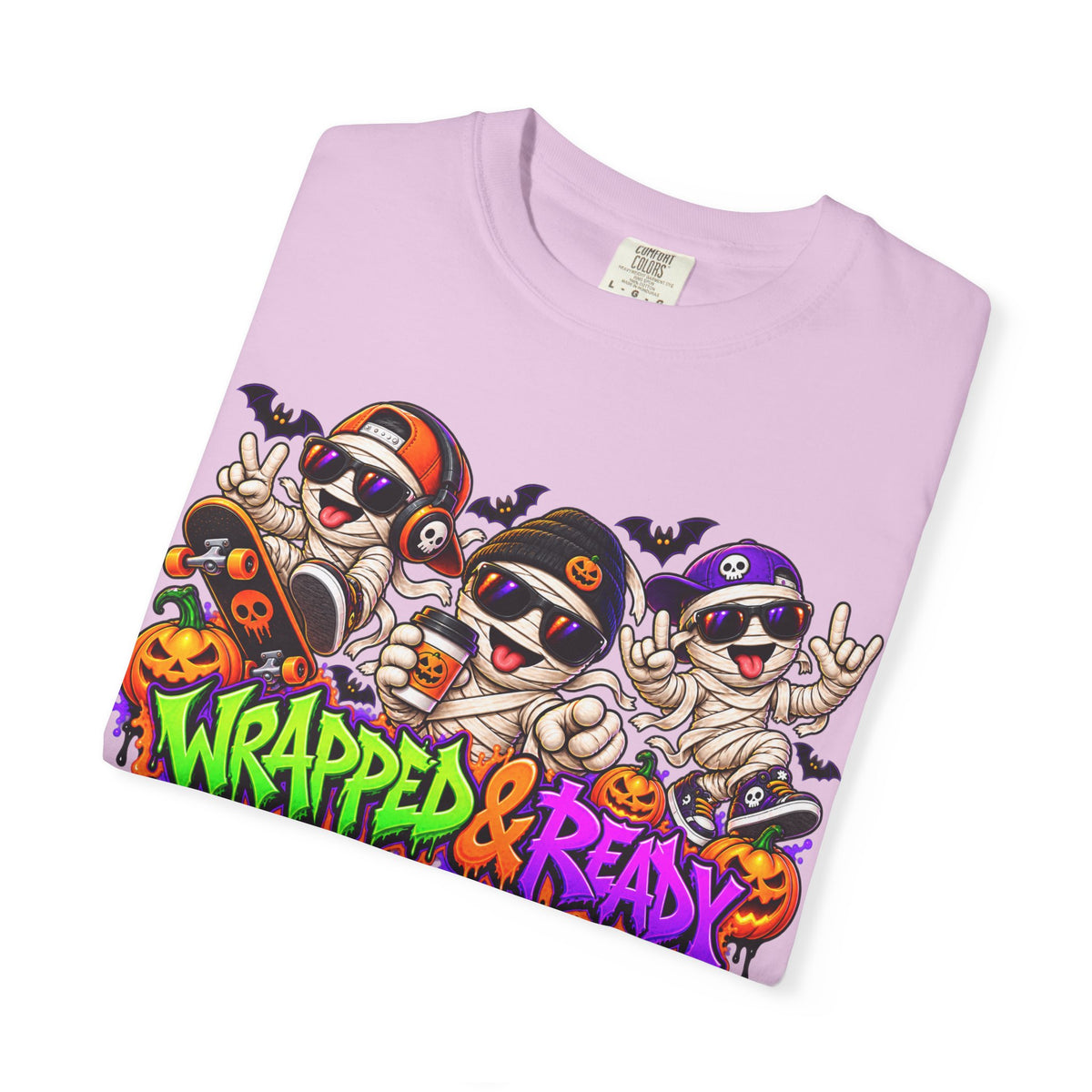 Wrapped & Ready – Halloween Mummy Crew Graphic T-Shirt